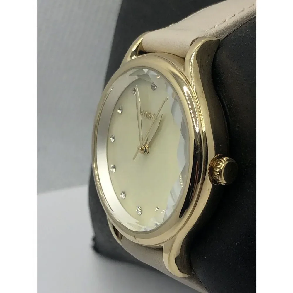 Fossil BQ3391 Women's White Leather Analog Dial Quartz Genuine Wrist Watch OP650